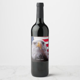 Amerikanska Örn och amerikanska Flagga Vinflaska Etikett