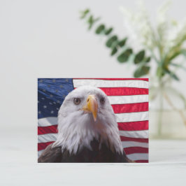 Amerikanska Örn och amerikanska Flagga Vykort