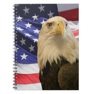 Amerikanska Örn och Flagga Anteckningsbok Med Spiral