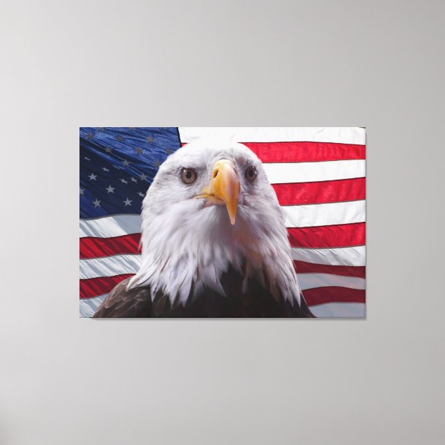 Amerikanska örn och Flagga Canvastryck (Framsida)