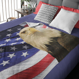 Amerikanska Örn och Flagga Fleece Blanket