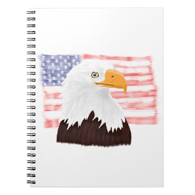 Amerikanska Örn och Flagga - genomskinligt vita. Anteckningsbok (Framsidan)
