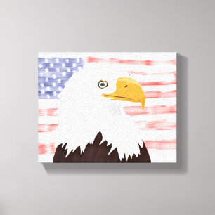Amerikanska Örn och Flagga - genomskinligt vita. Canvastryck