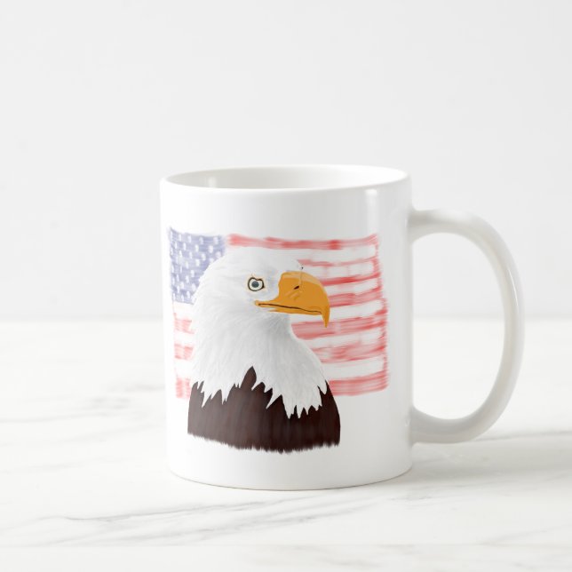 Amerikanska Örn och Flagga - genomskinligt vita. Kaffemugg (Höger)
