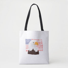 Amerikanska Örn och Flagga - genomskinligt vita. Tygkasse