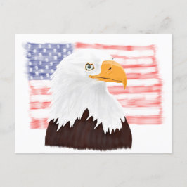 Amerikanska Örn och Flagga - genomskinligt vita. Vykort