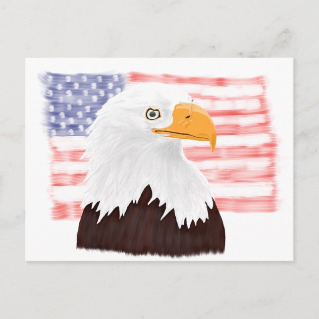 Amerikanska Örn och Flagga - genomskinligt vita. Vykort (Framsida)