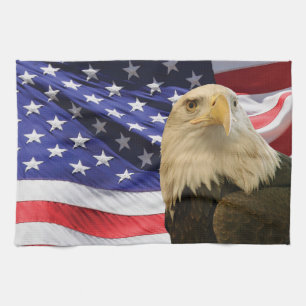 Amerikanska Örn och Flagga Kökshandduk