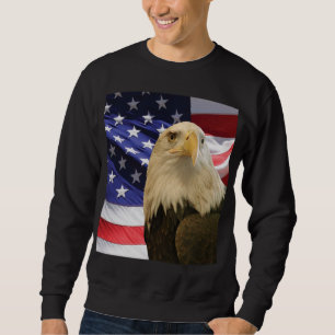 Amerikanska Örn och Flagga Lång Ärmad Tröja