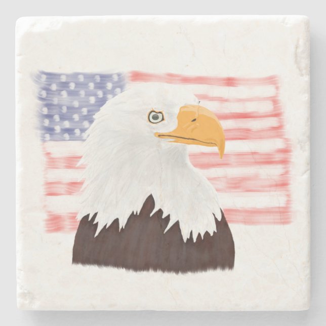 Amerikanska Örn och Flagga - öppenhet. Stenunderlägg (Framsidan)