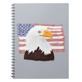 Amerikanska Örn och Flagga - öppna för grått Anteckningsbok