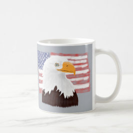 Amerikanska Örn och Flagga - öppna för grått Kaffemugg