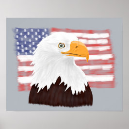 Amerikanska Örn och Flagga - öppna för grått Poster