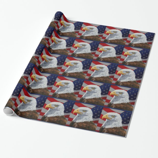 Amerikanska Örn och Flagga Presentpapper (Utrullad)