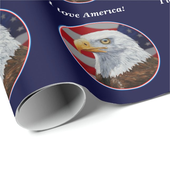 Amerikanska Örn och Flagga Presentpapper (Rullad Hörn)