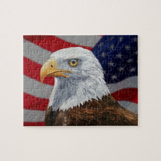 Amerikanska Örn och Flagga Pussel (Horisontell)