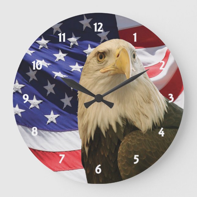 Amerikanska Örn och Flagga Stor Klocka (Framsida)