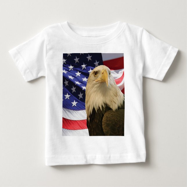 Amerikanska Örn och Flagga Tee (Framsida)