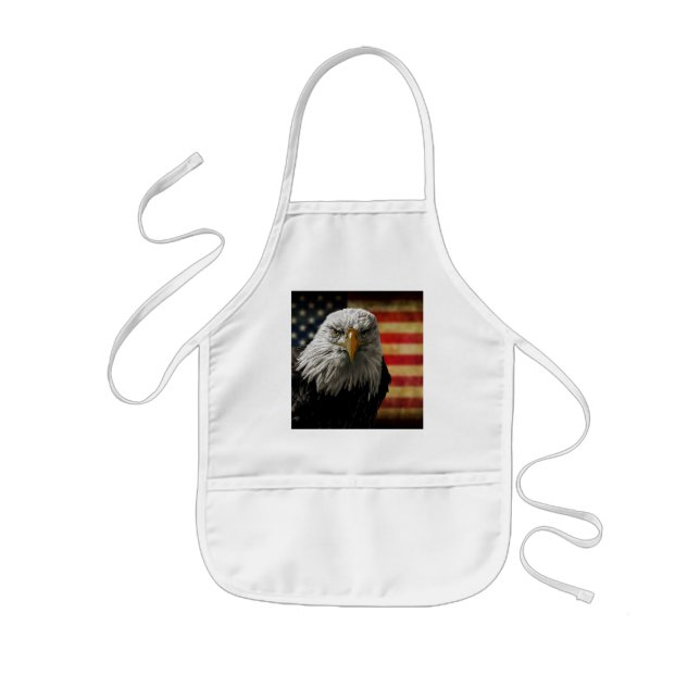 Amerikanska Örn på Grunge Flagga Barnförkläde (Framsidan)