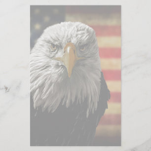 Amerikanska Örn på Grunge Flagga Brevpapper