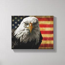 Amerikanska Örn på Grunge Flagga Canvastryck