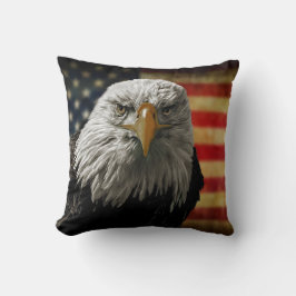 Amerikanska Örn på Grunge Flagga Kudde