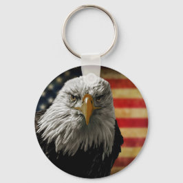 Amerikanska Örn på Grunge Flagga Nyckelring