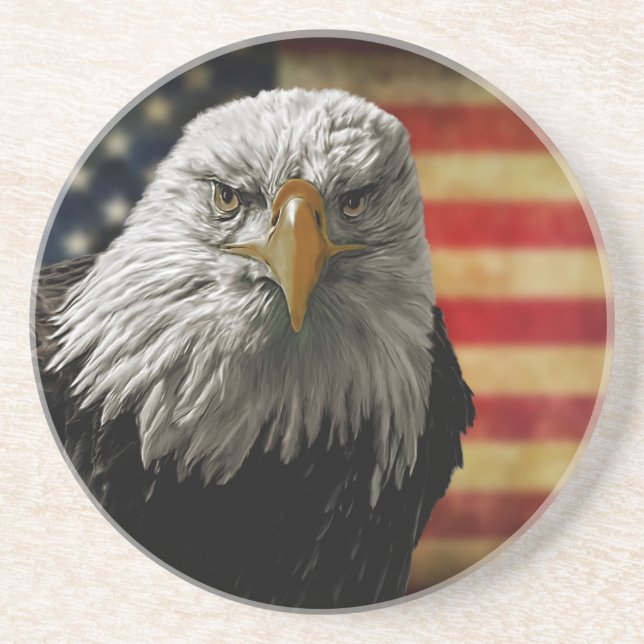 Amerikanska Örn på Grunge Flagga Underlägg (Framsidan)