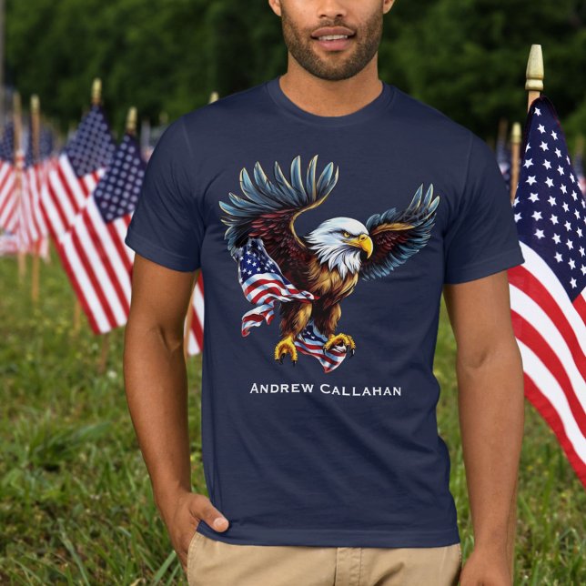 Amerikanska Örn Patriotic USA flagga 4 från juli T Shirt (Skapare uppladdad)