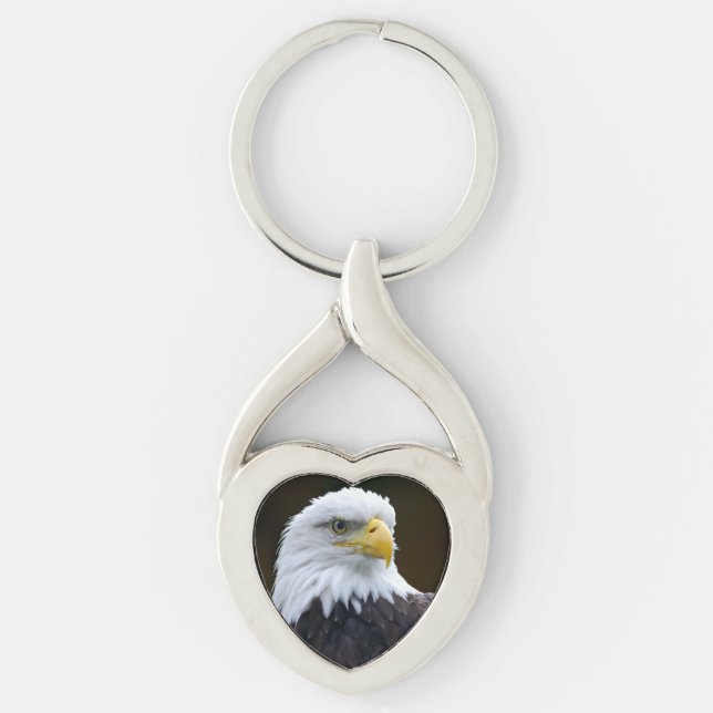 Amerikanska Örn Twisted Heart Silverfärgad Nyckelring (Framsidan)