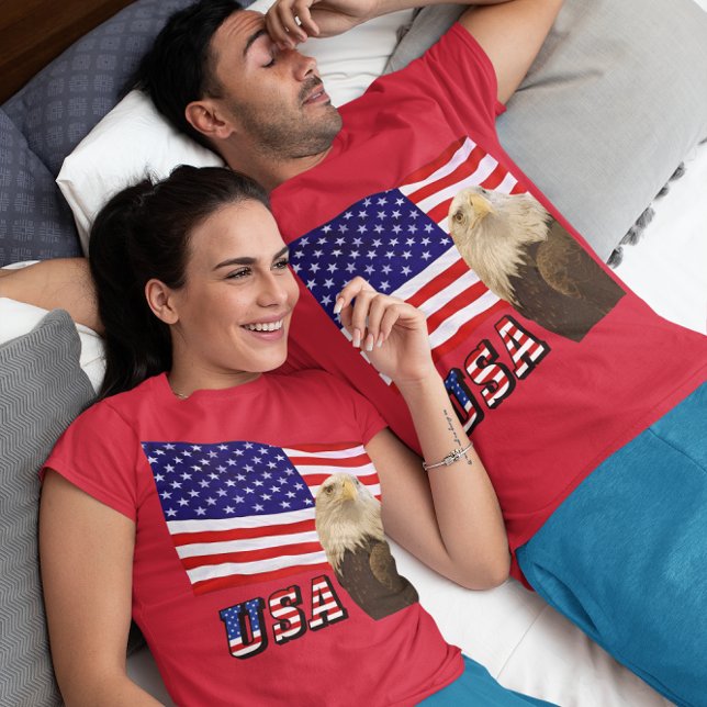 Amerikanska Örn USA flagga & Font Unisex T Shirt (American Bald Eagle USA Flag & Font Unisex T-Shirt)