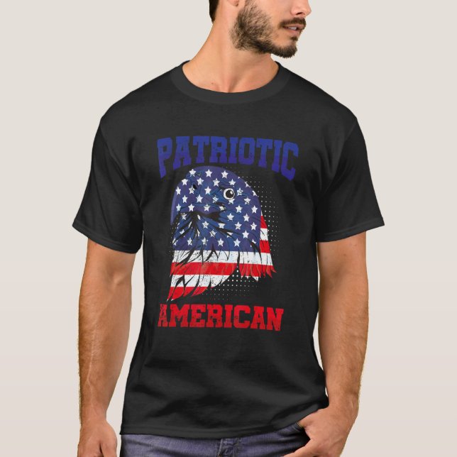 Amerikanska Örn USA:s Flagga Patriotic American 4: T Shirt (Framsida)