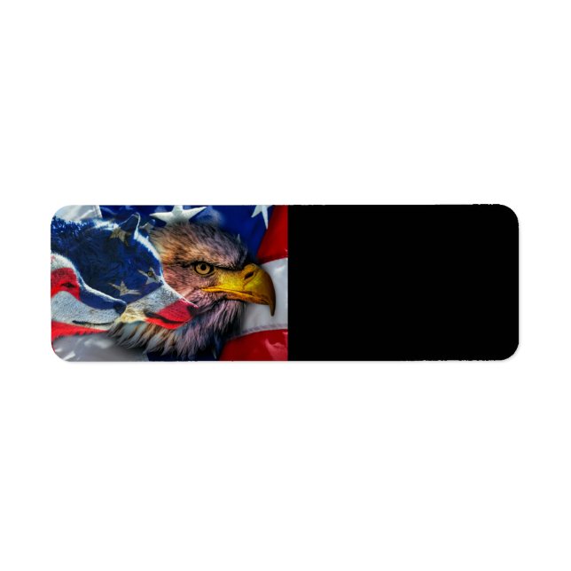 Amerikanska Örn Varg Flagga Returadress Etikett (Framsidan)