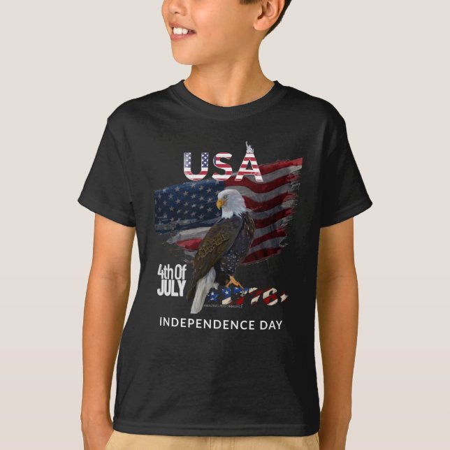 Amerikanska örnen Independence day T Shirt (Framsida)