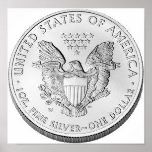 Amerikanska örnmyntet Silver ej cirkulerat Poster