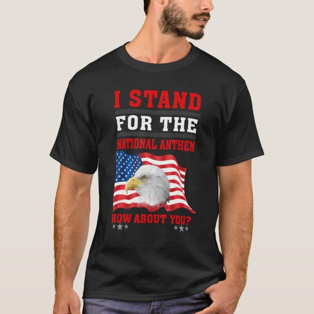 Amerikanska öron jag står för nationalhymnen t shirt (Framsida)