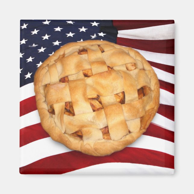 Amerikanska Paj (Apple Paj med amerikanska Flagga) Magnet (Framsidan)