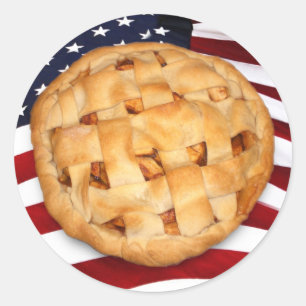 Amerikanska Paj (Apple Paj med amerikanska Flagga) Runt Klistermärke