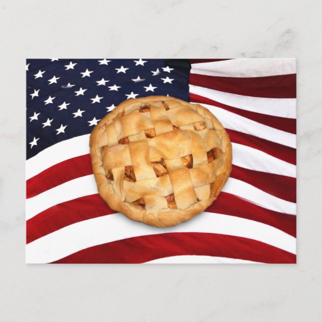 Amerikanska Paj (Apple Paj med amerikanska Flagga) Vykort (Framsida)