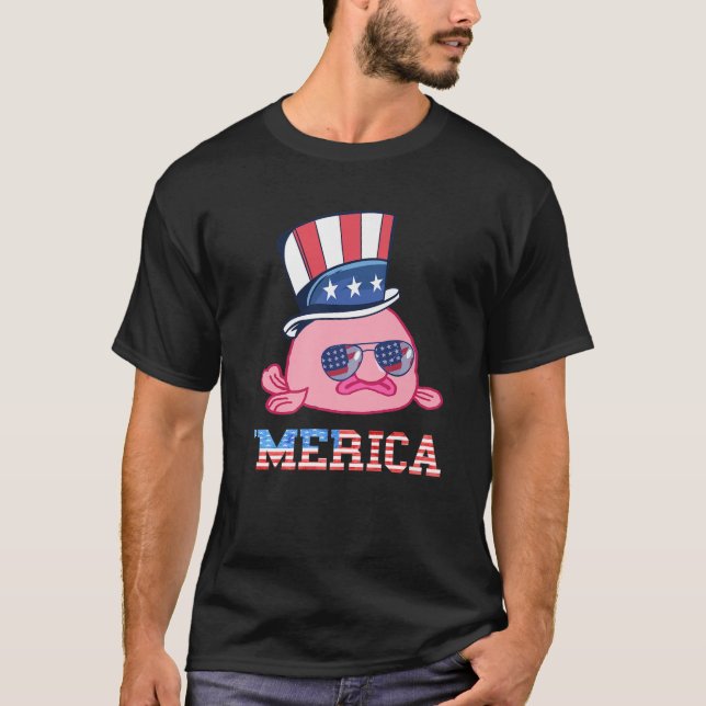 Amerikanska Patriotic Blobfish American Flagga Fun T Shirt (Framsida)