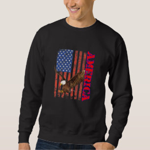 Amerikanska Patriotic Flagga Eagle Lång Ärmad Tröja