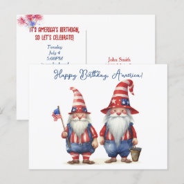 Amerikanska Patriotic Gnomes Helg Vykort