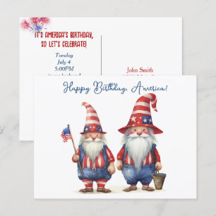 Amerikanska Patriotic Gnomes Helg Vykort