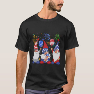 Amerikanska Patriotic Gnomes Sunglasses Usa 4th Ju T Shirt