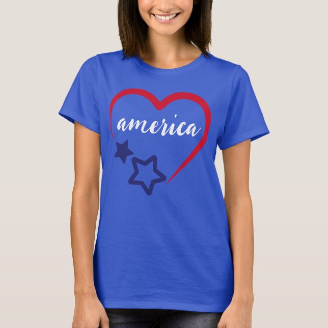 Amerikanska Patriotic Heart 4 juli Helgdag T-Shirt (Framsida)