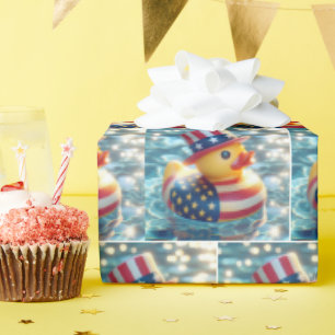 Amerikanska Patriotic Rubber Duck i Pool Presentpapper