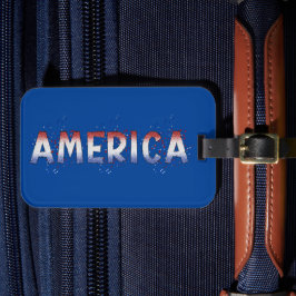 Amerikanska Patriotic Shimmer Ord Art Bagagebricka