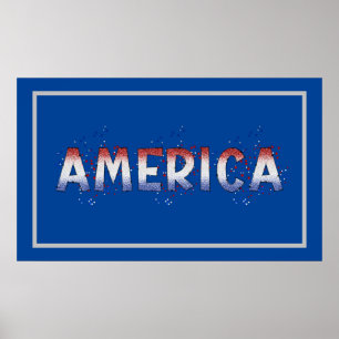 Amerikanska Patriotic Shimmer Ord Art Poster