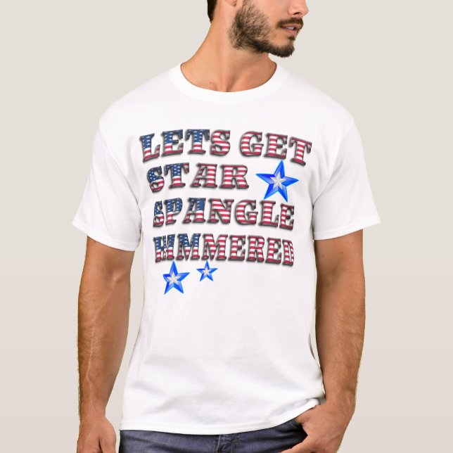 Amerikanska Patriotic Star Spangle Hammered Shirt T Shirt (Framsida)