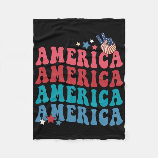 Amerikanska patriotiska 4:e juli Oberoende Fleecefilt (Framsidan)